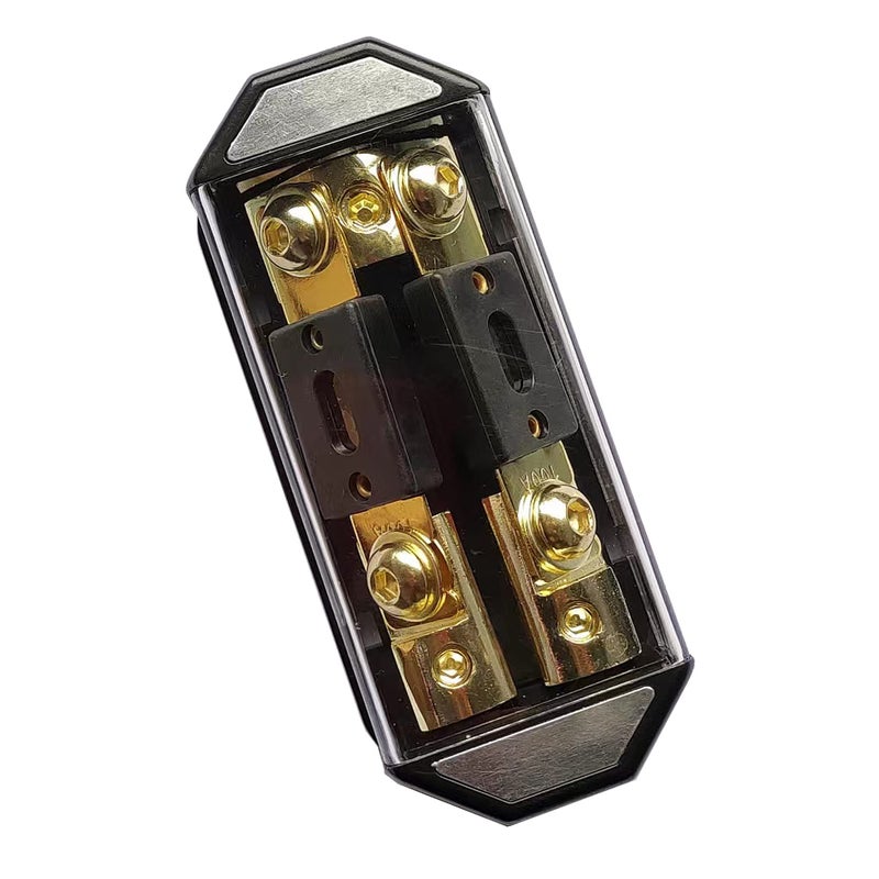 KCT حامل فيوزات خطي ثنائي الاتجاه مع فيوز 1X0GA-2X4GA، كتلة توزيع ستيريو/صوت/سيارة - Image 1